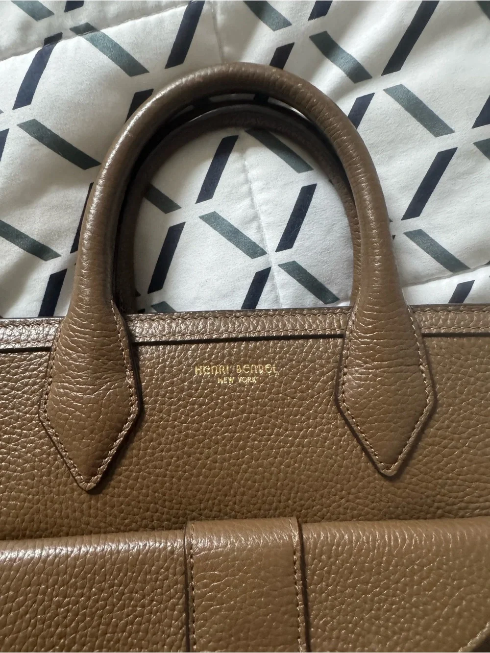 Henri Bendel Convertible Rivingtin Mini Tote in Brown Pebbled Leath…